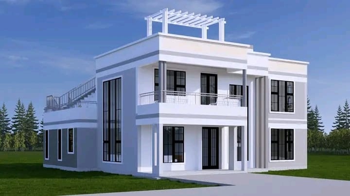 Rooftop design render showing solar water heating system placement